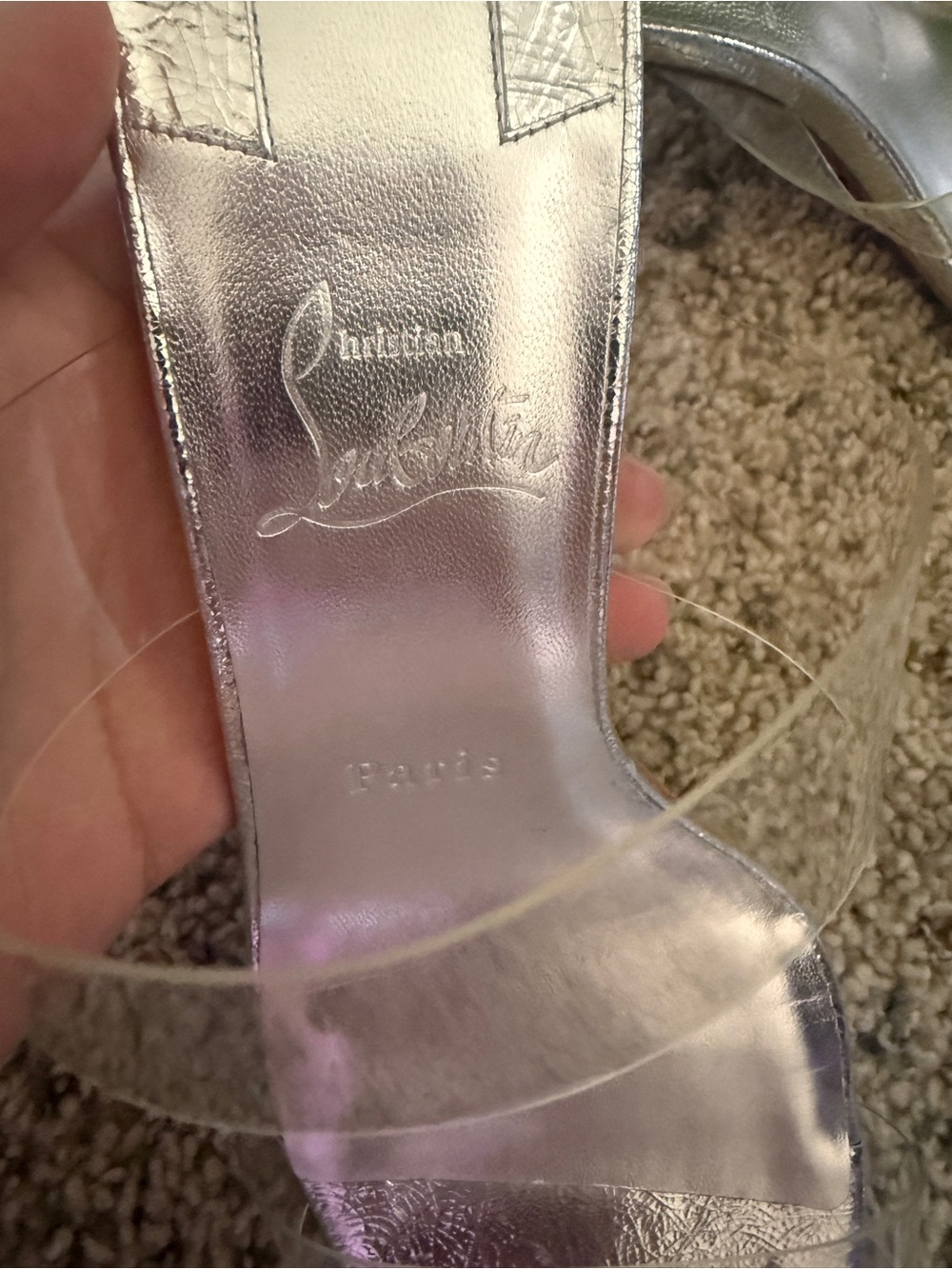 CHRISTIAN LOUBOUTIN Just Nothing Clear Slide Sandals NEW - Picture 6 of 11